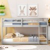 Whisen Twin over Twin Wood Floor Bunk Bed with Full Length Guardrail and Ladder - 3 of 4