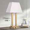 Possini Euro Design Amity 26" High Modern Desk Lamp USB Port AC Power Outlet Gold Warm Brass Finish Metal Single Home Office Living Room Charging - 2 of 4