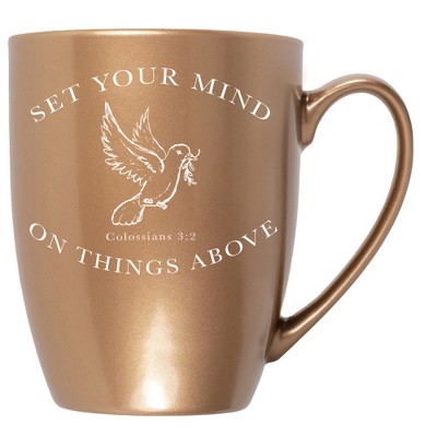 Elanze Designs Set Your Mind On Things Above Colossians 3:2 Bronze 10 ounce New Bone China Coffee Cup Mug