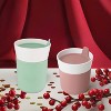 BergHOFF LEO 2Pc Heat-resistant Porcelain Travel Mugs 11.2oz., 8.45oz., Drinking Rim, Sipping Hole, Silicone Lid, Microwave Safe, Pink & Mint - 2 of 4
