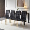 Okak Modern Nordic Velvet Dining Chairs Set of 4, Kitchen Side Chairs with Gold Metal Legs & High Back Cushion for Dining Room - 4 of 4