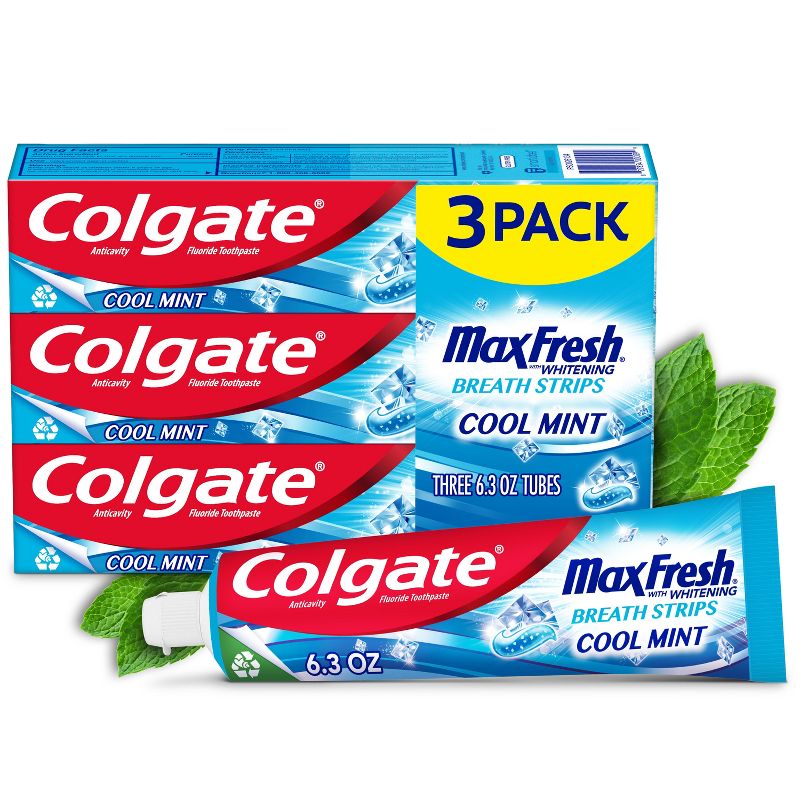 Colgate Max Fresh Toothpaste with Mini Breath Strips - Cool Mint - 6.3oz, 1 of 10