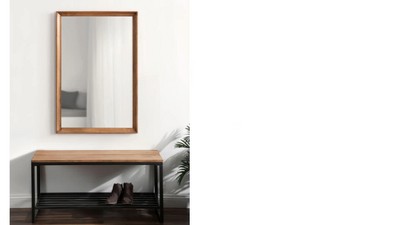 Rustic Brown Rectangular Wooden Wall Mirror 24" x 36"