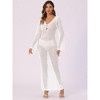 INSPIRE CHIC Women's Long Sleeve V Neck Hollow Out Bathing Beach Crochet Swimsuit Cover Up - 2 of 4