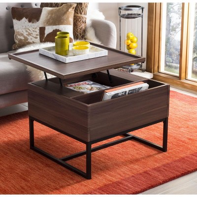 Kristie Dark Oak and Black Square Lift-Top Coffee Table