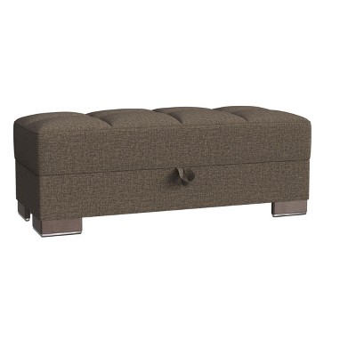 HomeRoots 52" Brown Chenille Tufted Storage Ottoman