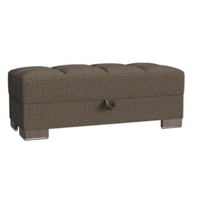 HomeRoots 52" Brown Chenille Tufted Storage Ottoman - 1 of 4