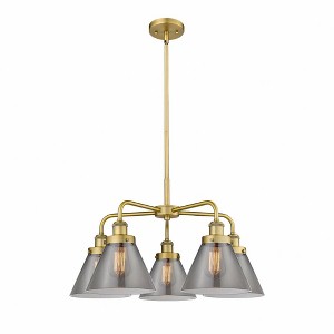 Cone - 5 Light Stem Hung Chandelier In Art Deco Style-15 Inches Tall and 25.75 Inches Wide - 1 of 1