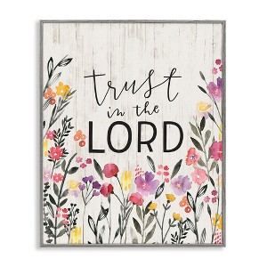 Stupell Industries Trust in the Lord Proverb Spring Watercolor Flowers, 20" x 16" - 1 of 4