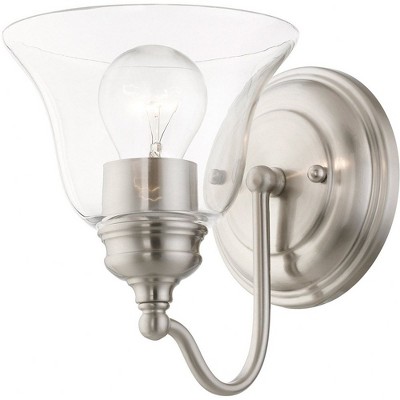Brushed Nickel Clear Glass 1-Light Vanity Sconce