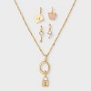 14K Gold Dipped Cubic Zirconia Pendant Charm Necklace Set 5pc - A New Day™ Gold - 3 of 4