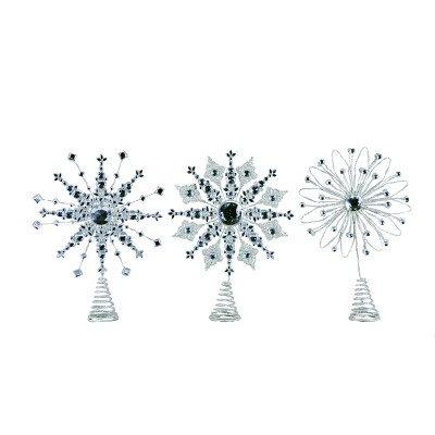 Transpac Metal 14 in. Silver Christmas Snowflake Tree Topper Set of 3