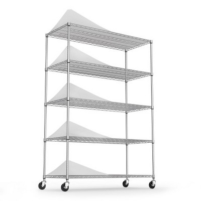 Dolonm Heavy Duty Adjustable Storage Rack Metal Shelf Wire Shelving Unit with Wheels & Shelf Liners