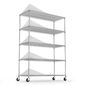 Dolonm Heavy Duty Adjustable Storage Rack Metal Shelf Wire Shelving Unit with Wheels & Shelf Liners - 1 of 4