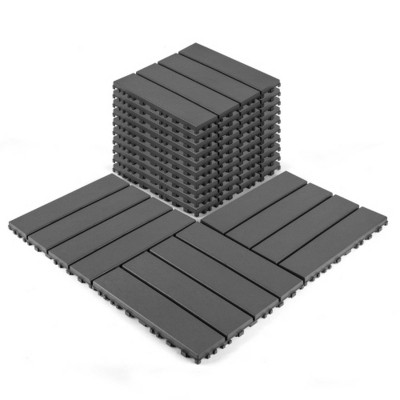 Syemin Carpet Tiles 44 Packs of Terrace Decking Tiles Waterproof for All-Weather Use, Backyard Pool Plastic Decking Tiles, Gray, 12"*12"*0.8"