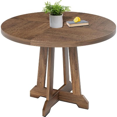 Acekool 47" Round Dining Table - Wooden Pedestal Base for 4-6, Farmhouse Style