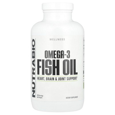 NutraBio Omega-3 Fish Oil, 400 Softgels (1,000 mg per Softgel)