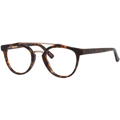 Ernest Hemingway H4804 47mm Women's Acetate Round Designer Eyeglasses OR Blue Light Filter OR Reading Glasses in Yellow Brown Tortoise Havana