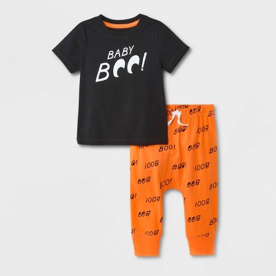 Image of Baby Boys' 'Boo' Jersey Top & Bottom Set - Cat & Jack™ Black Newborn