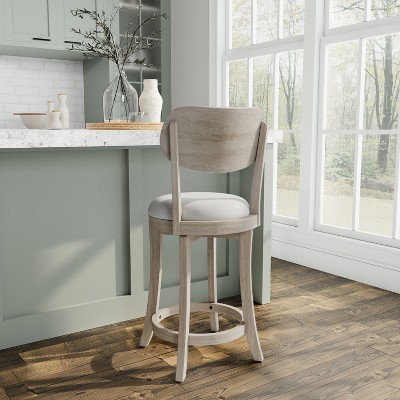 Aged Gray 36" Wood Swivel Counter Stool with Plush Seat