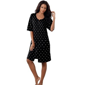 Dreams & Co. Plus Size Short French Terry Zip-Front Robe - 1 of 4