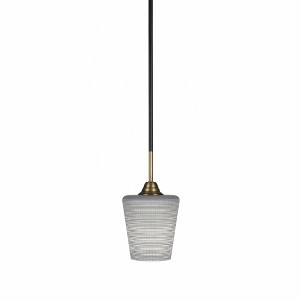 Toltec Lighting Paramount 1 - Light Pendant in  Matte Black/Brass with 6" Gray Matrix Shade - 1 of 1