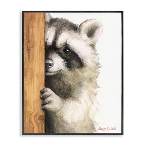 Stupell Industries Peering Raccoon Watercolor, 16" x 20" - 1 of 4