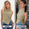 EXLURA Women's Summer Sleeveless High Neck Tank Tops Sexy Twist Knot Asymmetrical Hem Shirts - 2 of 4