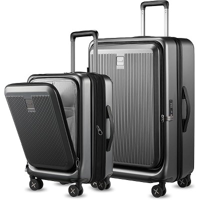 LUGGEX Luggage Sets of 2 Piece(20/28), Expandable 20 Inch Carry On Luggage and 28 Inch Checked Luggage, Charcoal Metallic