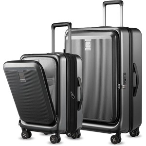 LUGGEX Luggage Sets of 2 Piece(20/28), Expandable 20 Inch Carry On Luggage and 28 Inch Checked Luggage, Charcoal Metallic - 1 of 4