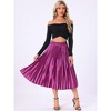 INSPIRE CHIC Women's Party Elastic Waist Metallic Shiny Accordion Pleated Midi Skirt - 2 of 4