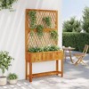 vidaXL Planter with Trellis and Shelf - Outdoor Flower Box - Solid Acacia Wood - 39.4"x12.6"x72.8" - Garden, Patio, Terrace - Brown - 3 of 4