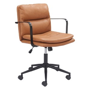HomeRoots Brown and Black Adjustable Height Swivel Rolling Office Chair - 1 of 4