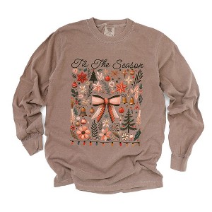 Simply Sage Market Women's Tis The Season Coquette Long Sleeve Garment Dyed Tee - 1 of 4