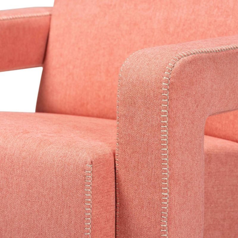 Madian Light Fabric Upholstered Armchair Light Red - Baxton Studio, 6 of 9