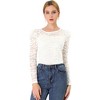 INSPIRE CHIC Women's Vintage Semi-Sheer Puff Long Sleeve Embroidery Lace Floral Blouse - 3 of 4