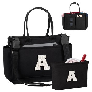 Generic Initial Tote Bag with Zipper, Canvas Crossbody Tote Purse, College Work Laptop Totes - 1 of 4