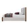 Acme Furniture 87.4" Queen Bed Kaleea Bed Light Gray Chenille Walnut Finish : Faux Leather Upholstery, Wood Frame - 3 of 4
