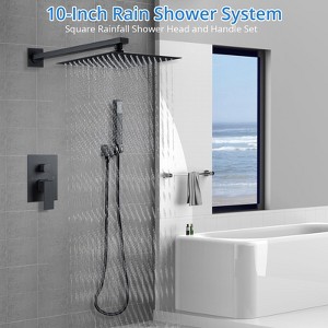 Shower Faucet Set Matte Black Shower System, 10 Inch Large Shower Head Design, Wall Mounted Shower Faucet, Easy Clean - 1 of 4