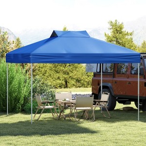 Costway 10 X 10 FT 1-Person Setup Pop up Canopy Tent with 1-Push Center Lock Wind Ropes Blue/Pink/Gray/Navy/White - 1 of 4