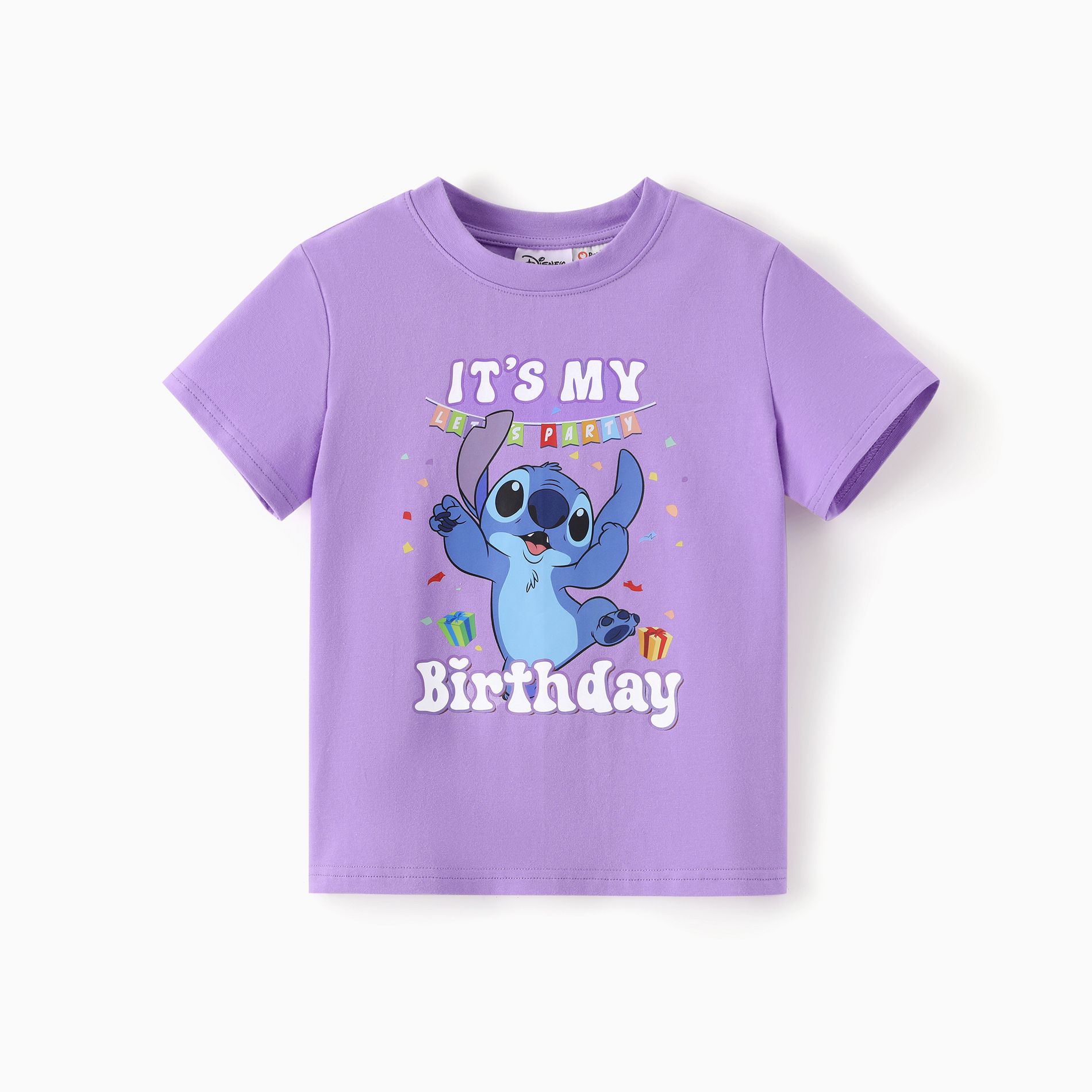 Disney Stitch Kids Birthday Graphic Short-Sleeve T-shirt Purple 8