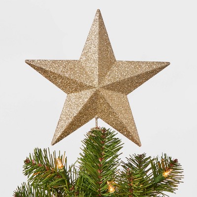 8.5in Unlit Glitter Star Tree Topper Gold - Wondershop™