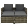 vidaXL 3 Piece Patio Lounge Set with Cushions Poly Rattan Gray - 2 of 4
