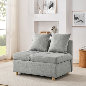 NicBex Convertible Sleeper Chair,Modern Linen Folding Sofa Bed with Adjustable Backrest,Couches with Wheels for Living Room,White - 1 of 4