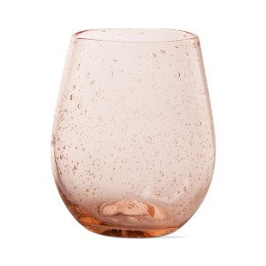 tagltd 16 oz. Bubble Glass Stemless Drinkware Blush Dishwasher Safe Beverage Glassware For Dinner Party Wedding Restaurant Bar - 1 of 4