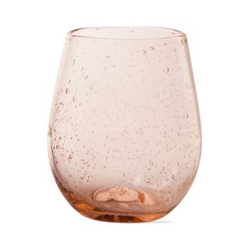 tagltd 16 oz. Bubble Glass Stemless Drinkware Blush Dishwasher Safe Beverage Glassware For Dinner Party Wedding Restaurant Bar