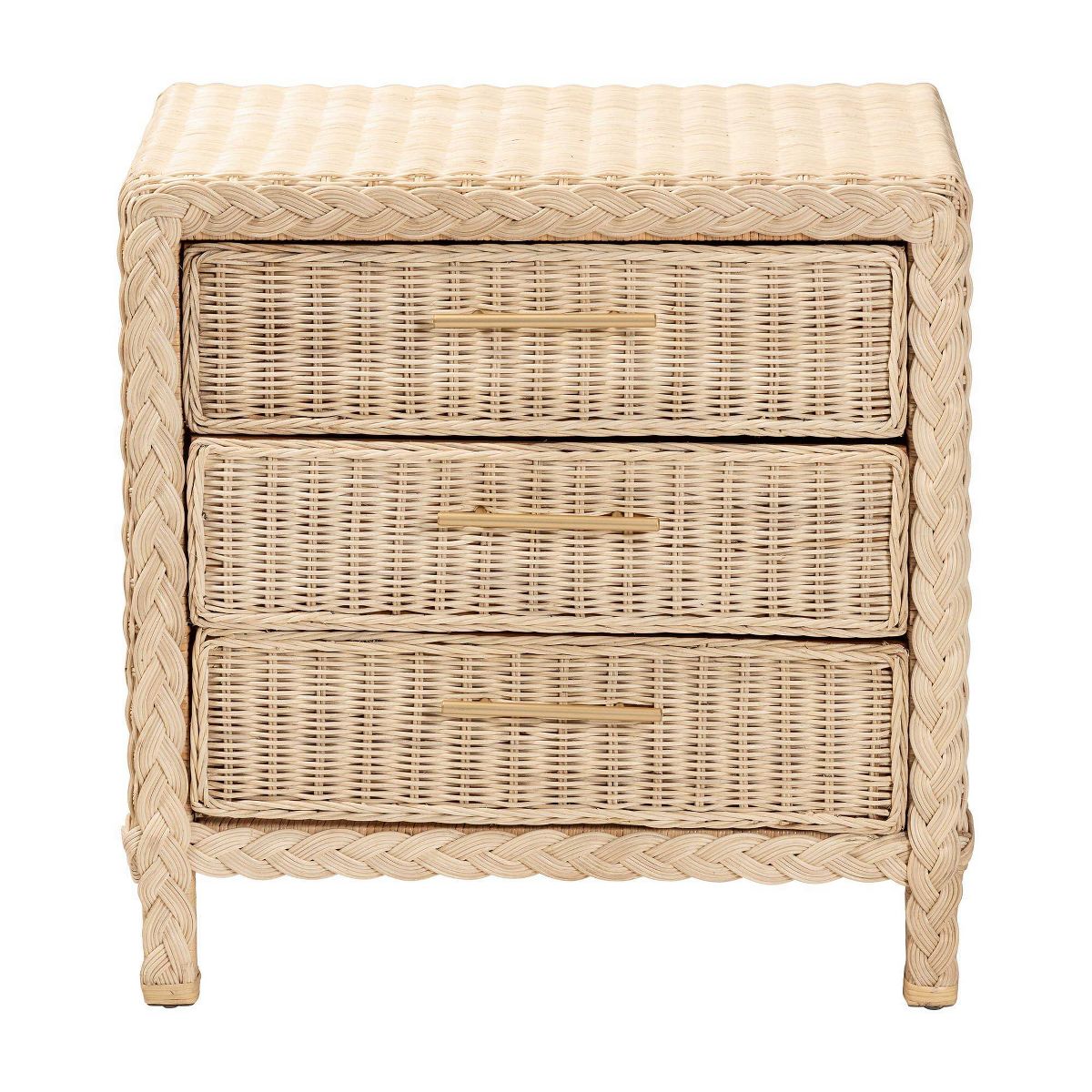 bali & pari Lanica Rattan 3 Drawer Nightstand Pale Brown - thumbnail 7