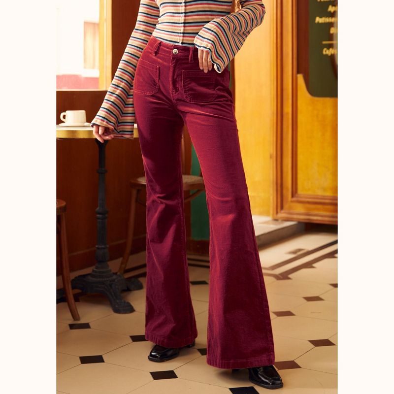 All Aboard For Corduroy Flare-Leg Pants Winter Berry 2