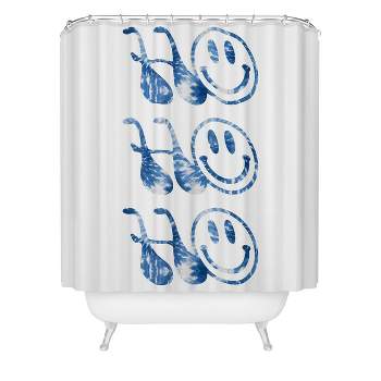 Gnomeapple Groovy Typography Shower Curtain Blue - Deny Designs
