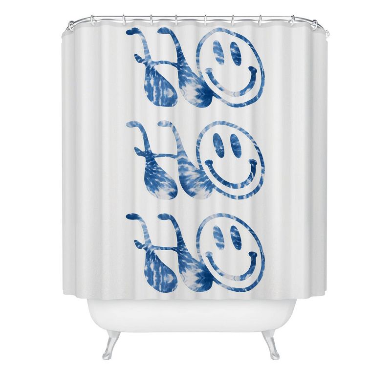 Gnomeapple Groovy Typography Shower Curtain Blue - Deny Designs, 1 of 5